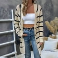 thumbnail image 4 of Women'S Stripe Button Long Cardigan Sweater Casual Fall Knit Sweater  S, 4 of 8