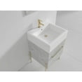 thumbnail image 4 of Fine Fixtures - Modern Grey Marble 20" Bathroom Vanity Set, Satin Brass Hardware, vitreous China Sink Top, 4 of 8