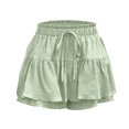 thumbnail image 6 of OGLCCG Flowy Shorts for Women Casual Drawstring High Waist Boho Ruffle Layer Tiered Skort Shorts Casual Cute Summer Mini Skirt, 6 of 6