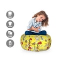 thumbnail image 2 of Vintage Storage Toy Bag Chair, Repeating Botanical Pattern with Design Flowers and Leafy Herbs, Stuffed Animal Organizer Washable Bag, Large Size, Yellow and Multicolor, by Ambesonne, 2 of 3