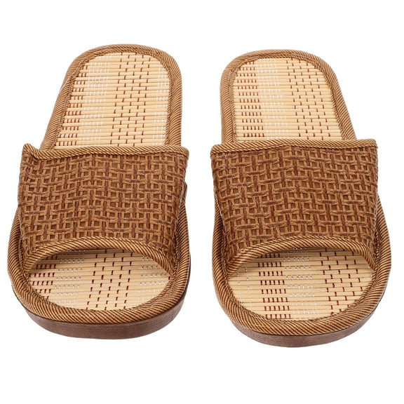 UPOUART Natural Rattan Woven Slippers Women'S Indoor Straw Shoes Summer Cool Comfortable Home Sandals