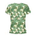 thumbnail image 4 of DDAPJ pyju Womens Boho Floral Tops Petal Short Sleeve Summer Casual Tunic Shirts Loose Fit Crewneck Pleated Blouse Green L, 4 of 6