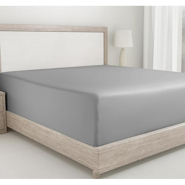 King Size Fitted Sheet Cotton Thread Count Sateen Deep Pockets Durable Fitted Sheet Only (King )