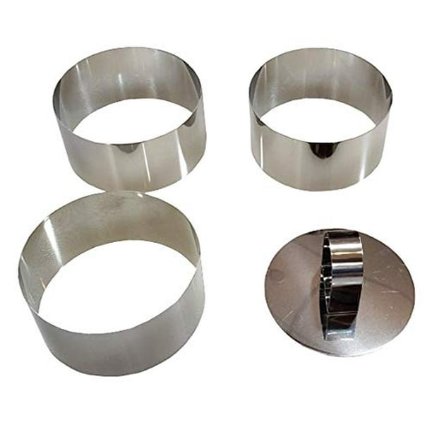 Sunrise Stainless Steel Cutters/ Food Ring Sets (3 rings 1 tamper
