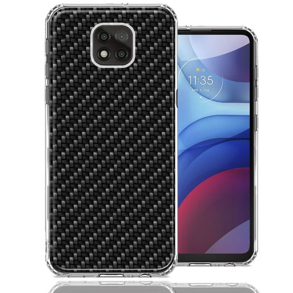 MUNDAZE For Motorola Moto G Power 2021 Carbon Fiber Look Double Layer Phone Case Cover