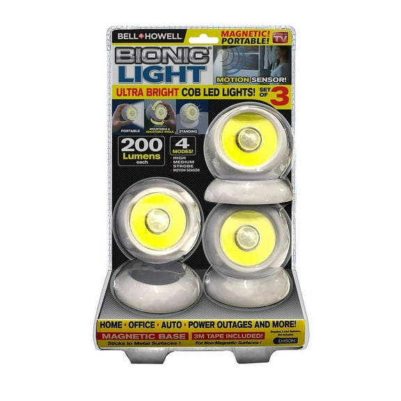Bell Howell Bionic Ball 3-Pack LED Light Motion Sensors in White