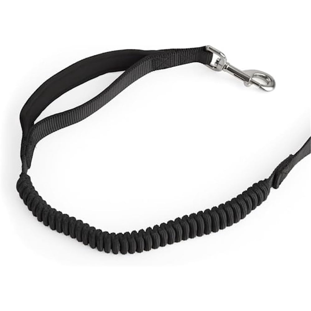 Hands Free Dog Leash for Walking Running with Safety Car Seat Belt Shock Absorbing Bungee Leash with Padded Handle (Black)