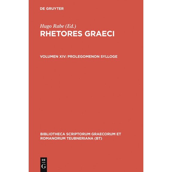 Bibliotheca Scriptorum Graecorum Et Roma Prolegomenon Sylloge, (Hardcover)