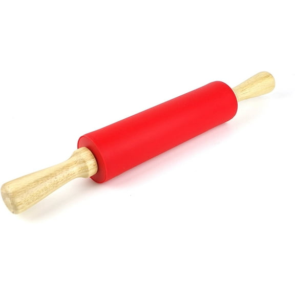 Silicone Rolling Pin for Baking Non-stick Rolling Pin Dough Roller Wooden Handle Kitchen Accessories Pastry Roller