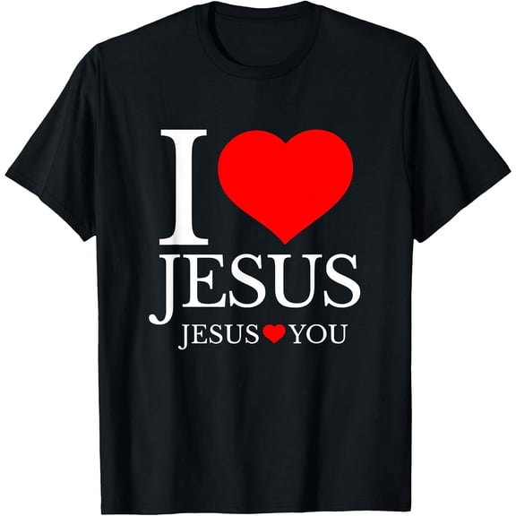 Men's Tee I Love Jesus - Jesus Loves You - Christian T-Shirt, Comfortable Breathable Soft Tee, Men's 100% Cotton Graphic T-Shirt 180gsm