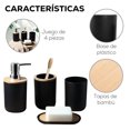 thumbnail image 3 of Accesorios de Baño 4 Piezas | Juego para Baño Moderno de Bambu | Juego de Accesorios de Plastico | Conjunto de 4 piezas para Baño, 3 of 5