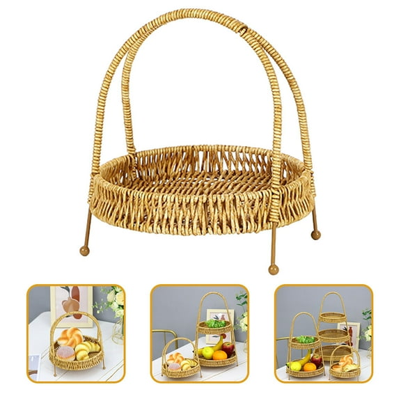 MUSEYA 1Set Light Brown Serving Tray for Food Imitation Rattan for Outdoor Events