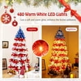 thumbnail image 5 of Harmijoy 7.5 FT Artificial Xmas Tree, Hinged Christmas Tree with 1341 Branch Tips, 480 Warm White LED Lights, Folding Metal Stand & American Flag Design, 5 of 10