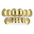 thumbnail image 1 of LAICAIW JINAO New Custom Fit Gold Plated Hip Hop Teeth Grillz Caps Fangs Top & Bottom Grill Set Vampire teeth, 1 of 3