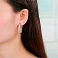 thumbnail image 4 of Crystal Hoop Earrings Fashion Inside Out Crystal Paved Oval Shape Hoop Earrings for Women, 4 of 5
