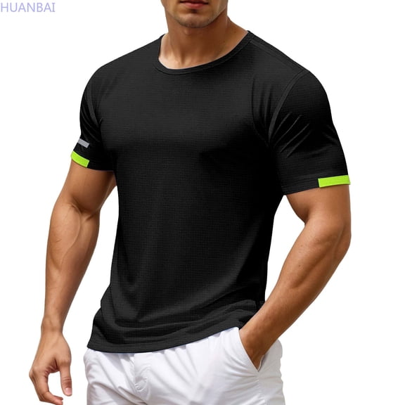 HUANBAI Men's Casual T Shirts For Sports Breathable And Short Sleeve Tees For Spring And Summer Activities Loose Fit Design For Comfort
