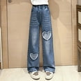 thumbnail image 2 of Gibobby Toddler Girls Stretch Skinny Jeans Girls Flare Jeans Crossover Waisted Wide Leg Jeans Denim Pants for Kids(Blue,6-7 Years), 2 of 5