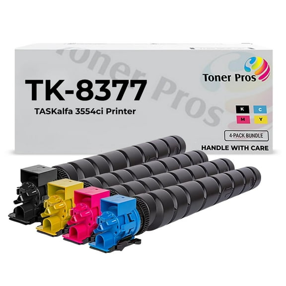 Toner Pros Compatible Replacement Toner Cartridge for Kyocera TK-8377 – High Yield Black TK-8377K, Cyan TK-8377C, Magenta TK-8377M, Yellow TK-8377Y – for TASKalfa 3554ci Printer – 4-Pack