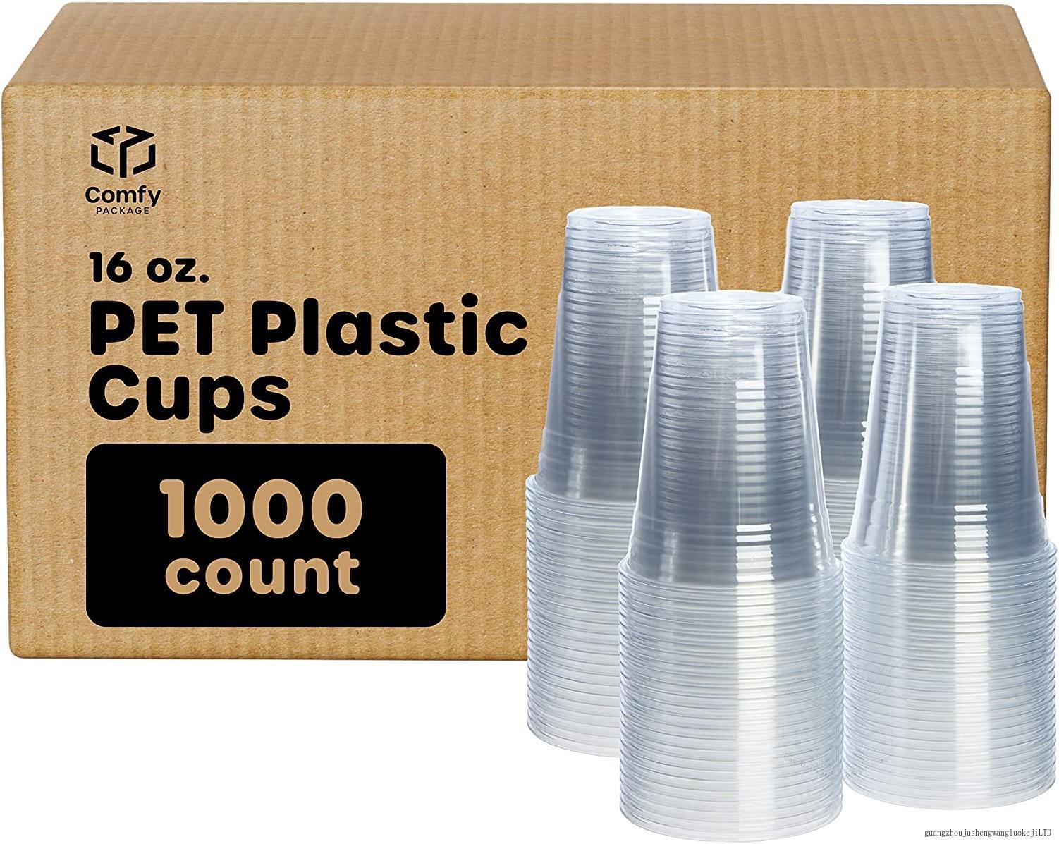 [Bulk Case Of 10/100 Pack] 16 Oz. Crystal Clear PET Plastic Cups