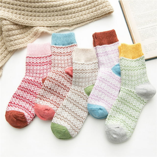 Wool Winter 5 Cold Womens Pairs of Socks Soft Socks Knit Warm Socks