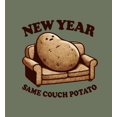 thumbnail image 6 of New Year Same Couch Potato Adult Olive Long Sleeve Hoodie-XXL, 6 of 7