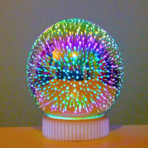3D Fireworks Night Light Glass Table Lamp Crystal Ball USB Power Colorful Gifts 
