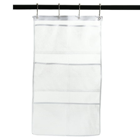 Quick Dry Hanging Bath Organizer with 6 Pockets, Hang on Shower Curtain Rod / Liner Hooks, Shower Organizer, Mesh Shower Organizer, Bathroom Accessories, Save Space in Small Bathroom Tub with 4 (Best Small Bathroom Designs 2019)
