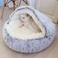 thumbnail image 3 of Pet Dog Cat Calming Bed for Indoor Cats Round Plush Kitten Warm Sleeping Nest Bed Cat Igloo Cave House, 3 of 8