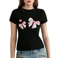 thumbnail image 3 of Mialoley Femmes Slim Fit Col Rond Manches Courtes Mignon T-shirt Imprimé Tops pour l'Été, 3 of 9