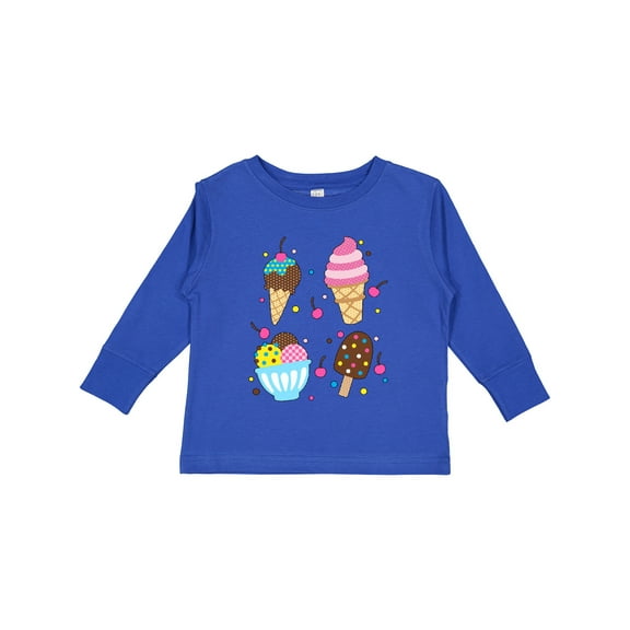 Inktastic Ice Cream with Patterns Boys or Girls Long Sleeve Toddler T-Shirt
