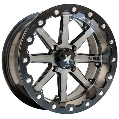 4/156 Motosport Alloys M21 Lok Beadlock Wheel 14x7 3.5 + 3.5 Machined/Black for Polaris SPORTSMAN 800 X2 4X4 EFI 2009