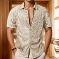 thumbnail image 2 of Tisuna Mens Sequin Shirts Short Sleeve Button Down Fashion Summer T-Shirts Mens Classic Collared Casual Shirts For Festival Party Beige Size L, 2 of 8