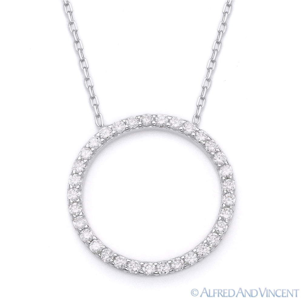 Eternity Circle Cubic Zirconia CZ Crystal Pendant & Chain Necklace in