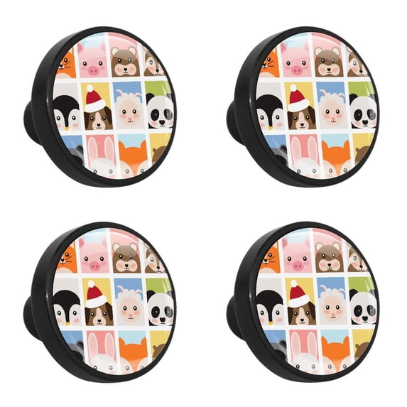 4 Pcs Cartoon Animal Head Knobs for Kitchen Cabinet Cupboard Dresser Bookcase Drawer Pulls Handles Round Home Decor