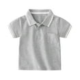 thumbnail image 5 of Polo Shirt Boys Grey Button Down Short Sleeve Polo Shirts School Shirts for Girls Summer Casual Breathable Toddler 2T Boys Clothes, 5 of 5