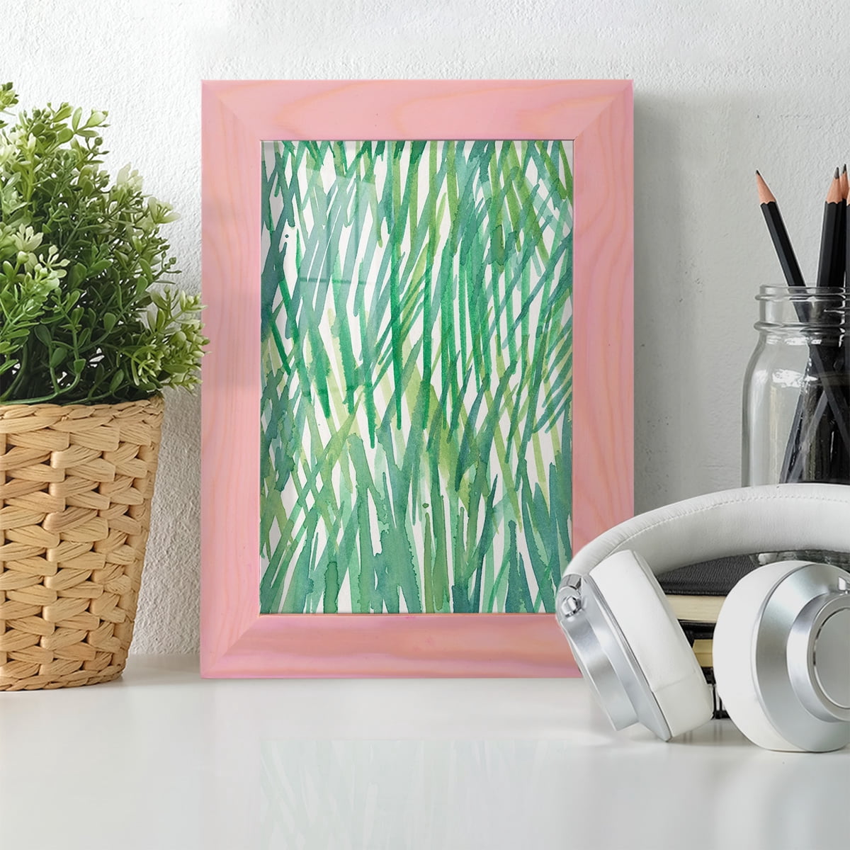 Just Grass I - Framed Print w/glass - Sunset Pink