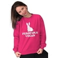 thumbnail image 3 of Ferocious Vegan Herbivore Bunny Unisex Plus Fleece Graphic Sweatshirt Brisco Brands 5X, 3 of 5