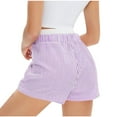thumbnail image 4 of BiZtdJrK Womens Striped Boxer Shorts Comfy Breathable Pajama Shorts Elastic Waisted Baggy Casual Summer Shorts with Pockets Purple S, 4 of 8