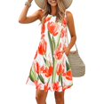 thumbnail image 3 of VUPSGEZ Summer Dresses For Women Women'S Floral Camo Print Spring Summer Loose Casual Round Neck Camisole Sleeveless Vest Pocket Dress Swimsuit Beach Cover Up Wrap Summer Dress(Orange,XL), 3 of 5