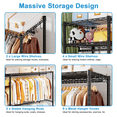 thumbnail image 5 of Ulif F7 Plus Garment Rack, Heavy Duty Clothes Rack, Clothing Racks for Hanging Clothes, 6-Tiers Freestanding Portable Closet Storage Rack 68'' W × 14.6'' D × 76.6'' H, Max Load 850 Lbs, Black, 5 of 8