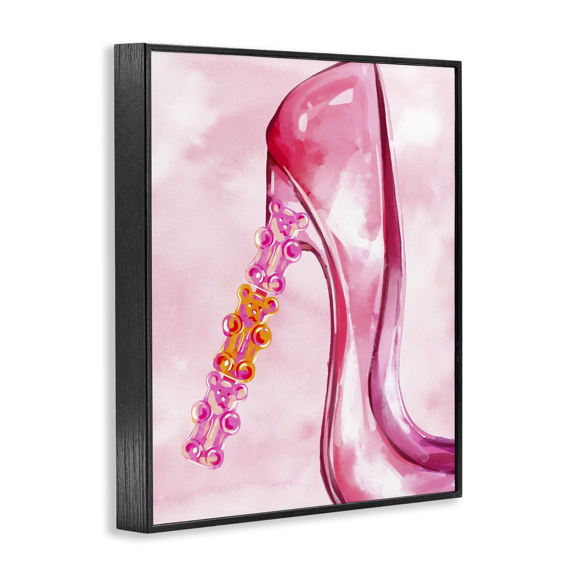 Stupell Industries Candy Bear Heel Beauty & Fashion Painting Black Framed Art Print Wall Art, 11 x 14