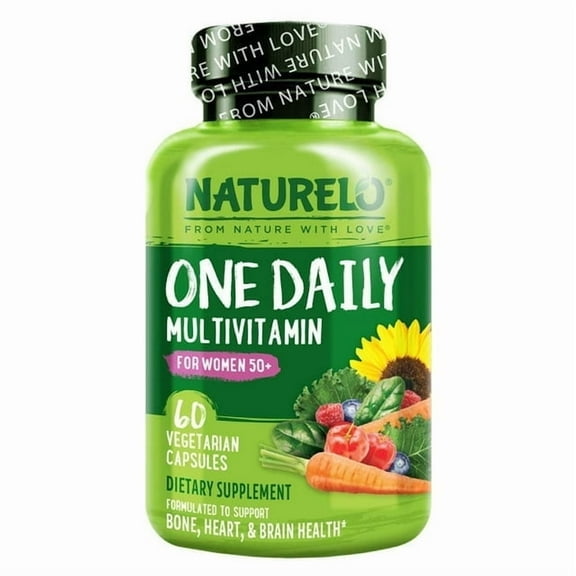 NATURELO One Daily Multivitamin for Women 50 (Iron Free) - Menopause Support for Women Over 50 - Whole Food Supplement - Non-GMO - No Soy - 60 Capsules - 2 Month Supply