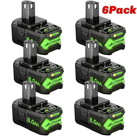 6Pack 8.0AH For Ryobi 18V P108 One  Plus High Capacity Battery 18 Volt Lithium-Ion