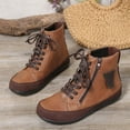 thumbnail image 4 of Brown Women'S Everyday Boots With Combined Lace-Up And Side Zipper, Flat Sole, Great For Daily Winter Activities, 4 of 9