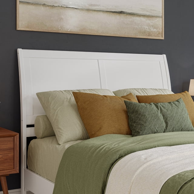 Portland Queen Sleigh Wood Headboard in White