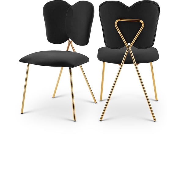 Meridian Furniture Angel Black Velvet Dining Chair with Gold Finish (Set of 2)