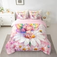 thumbnail image 2 of Manfei Kawaii Elf 7-Piece Twin Bedding Sets,Cute Daisy Floral Bedding Comforter Set,Colorful Cartoon Wings Sheet Sets For Kids,Breathable Home Decor Reversible, 2 of 8