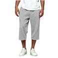 thumbnail image 4 of Capris Sweatpants for Men Wide Leg Drawstring Below Knee Shorts Gray Crooped Pants with Pockets Size S, 4 of 7