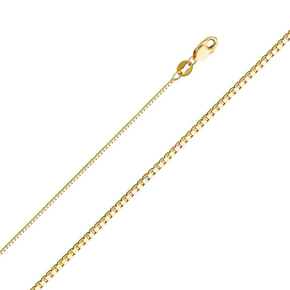 Ioka - 14K Yellow Solid Gold 0.8mm Box Chain Necklace with Lobster Clasp - 18"