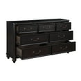thumbnail image 3 of Benjara Vix 64 Inch Wide Dresser, 7 ed Trim Drawers, Pewter Drop Handles, Black, 3 of 6